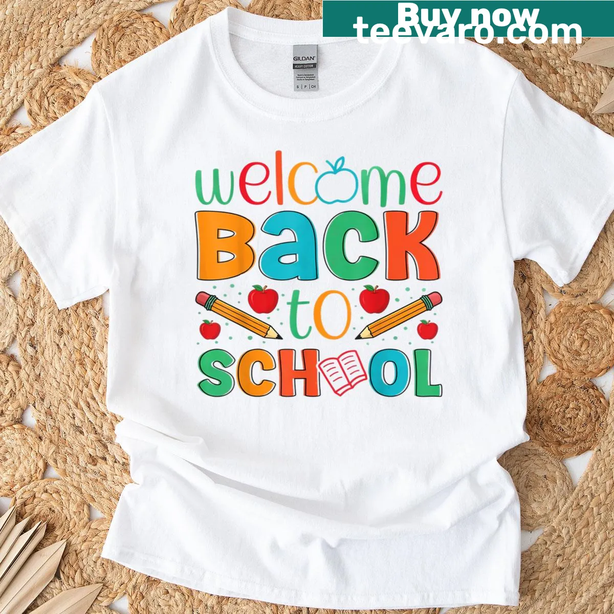 Teacher appreciation t-shirt welcoming students back to school. — on a men's t-shirt