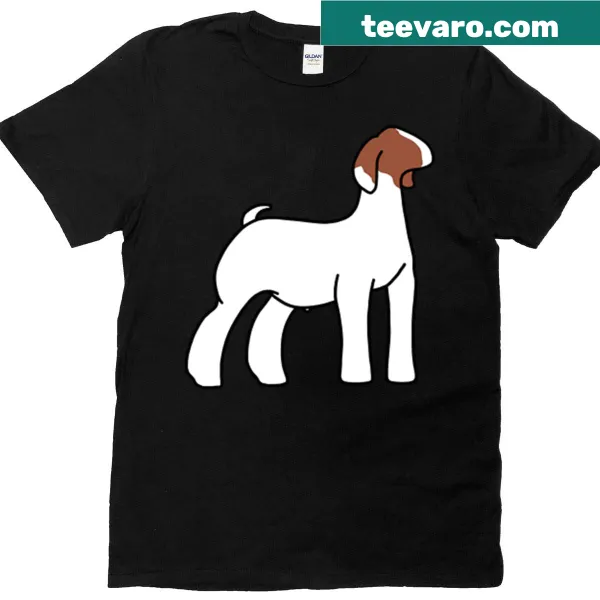 Illustration of a white-eared show goat on a t-shirt