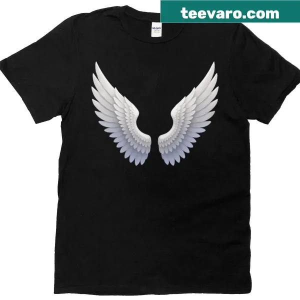 Minimalist design of white wings on a t-shirt