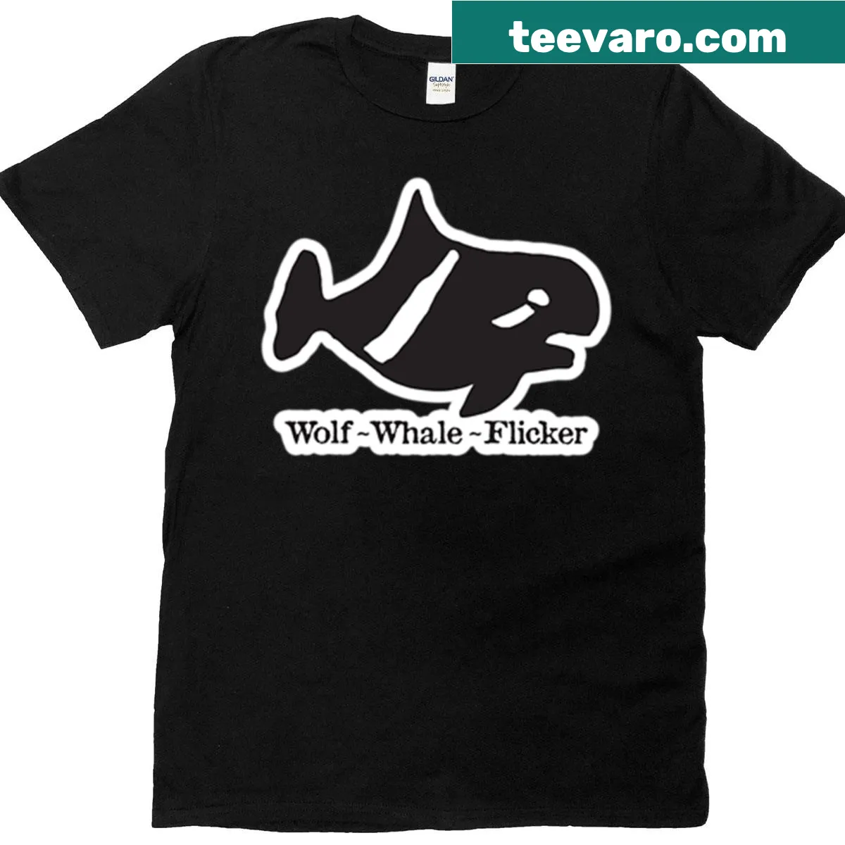 Wolf - Whale - Flicker T-shirt with an artistic design of land and sea creatures — on a men's t-shirt