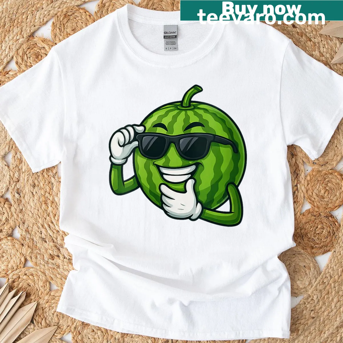 Cute cartoon watermelon character on a fun t-shirt — on a men's t-shirt