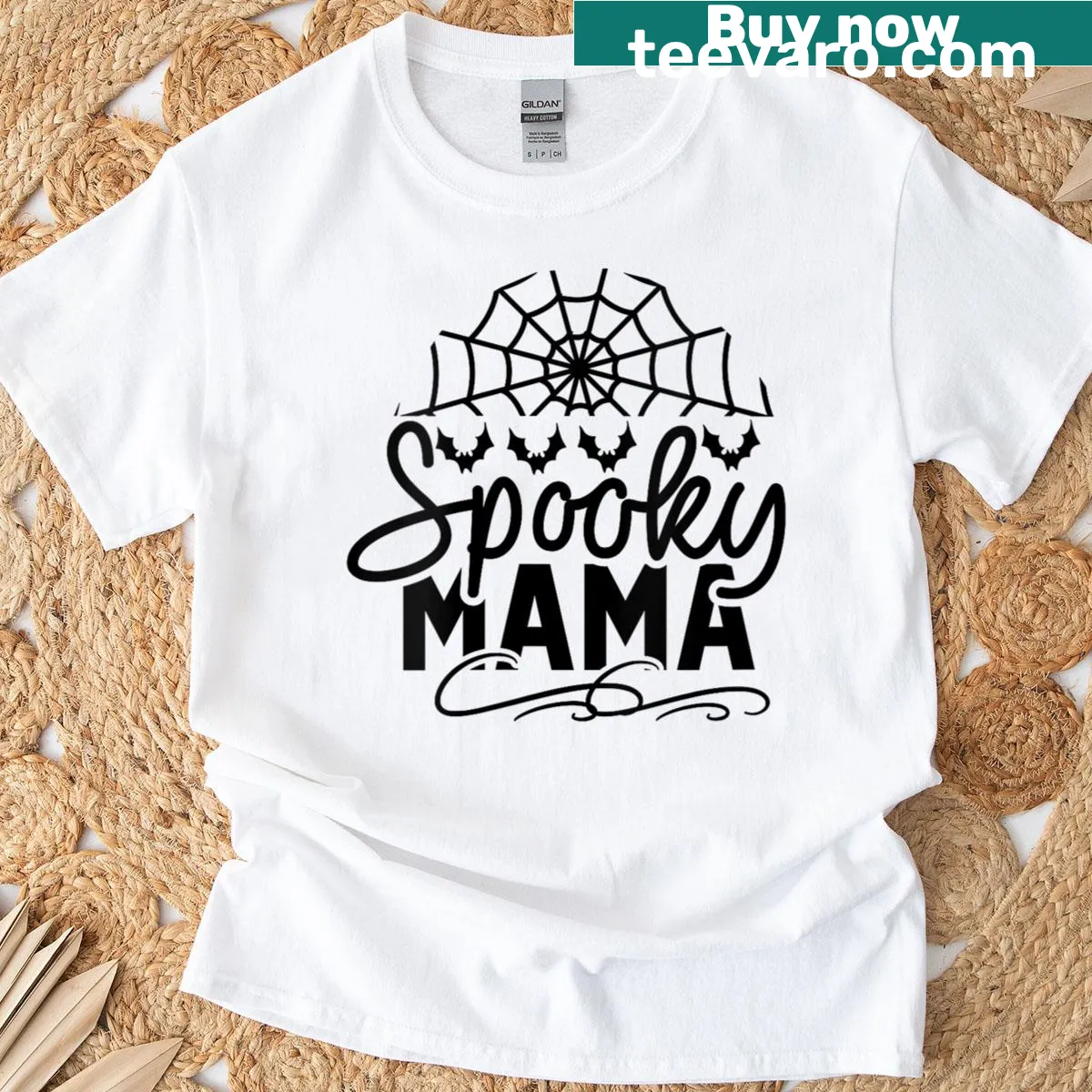 Witch on broom Halloween themed t-shirt for women — on a men's t-shirt
