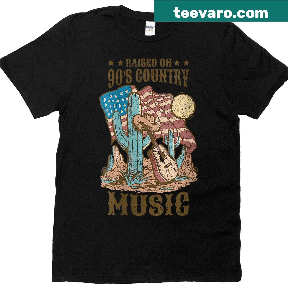 Cute t-shirt celebrating 90s country music with retro design. — on a men's t-shirt