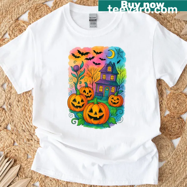 Adorable ghost with bow design on a Halloween T-shirt