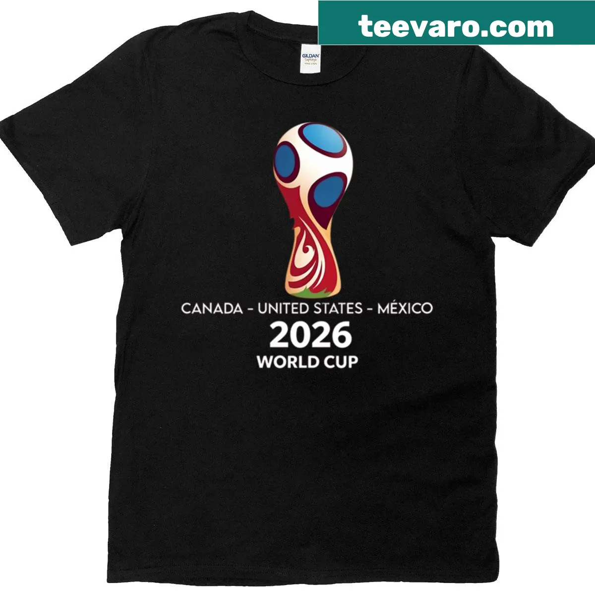 World Cup Soccer 2026 t-shirt with bold graphic design — on a men's t-shirt