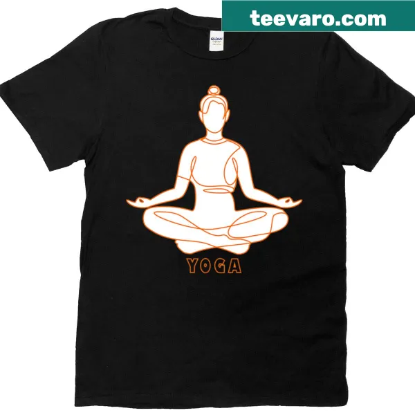 Illustrated yoga poses on fitness T-shirt