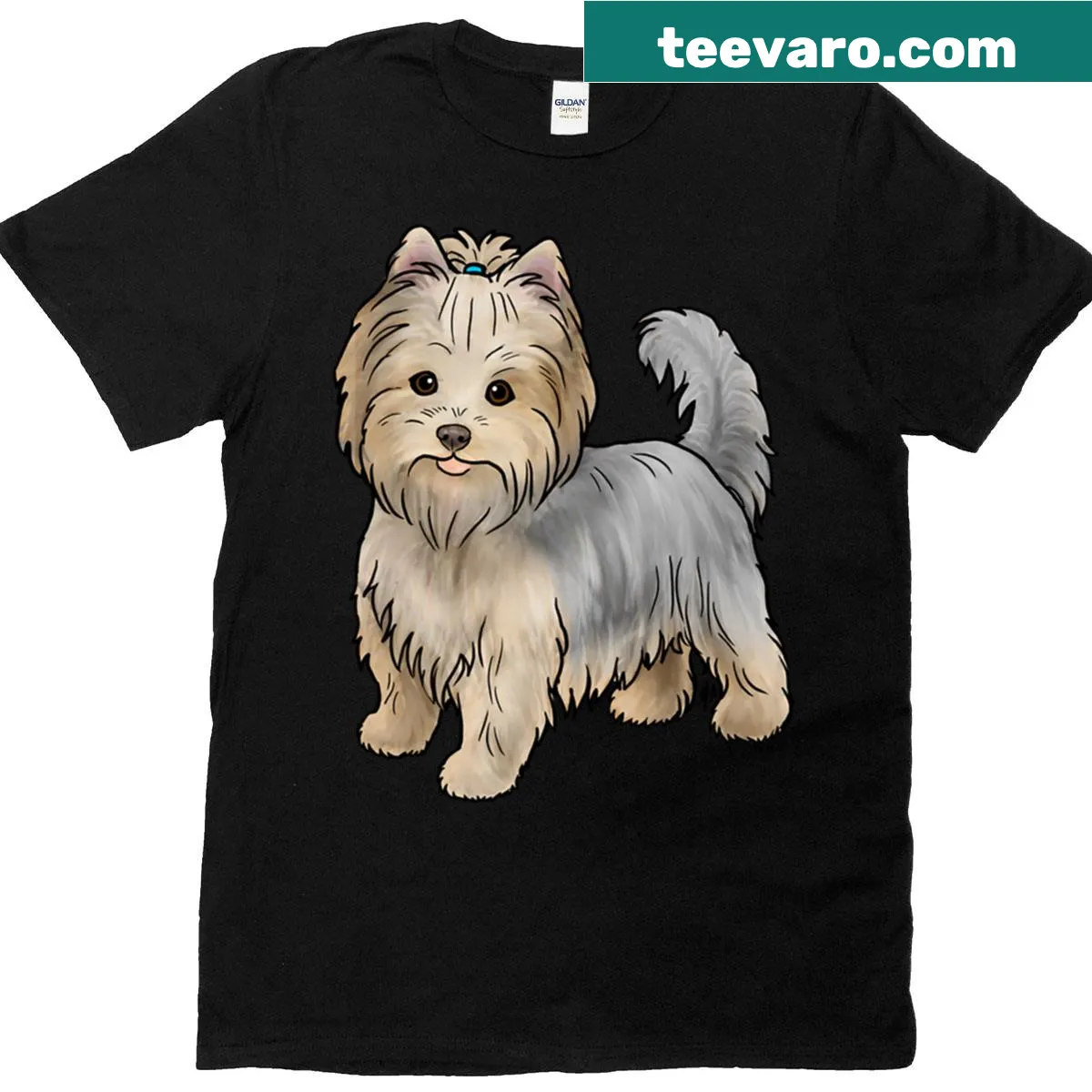 Illustration of a Yorkshire Terrier on a T-shirt — on a men's t-shirt