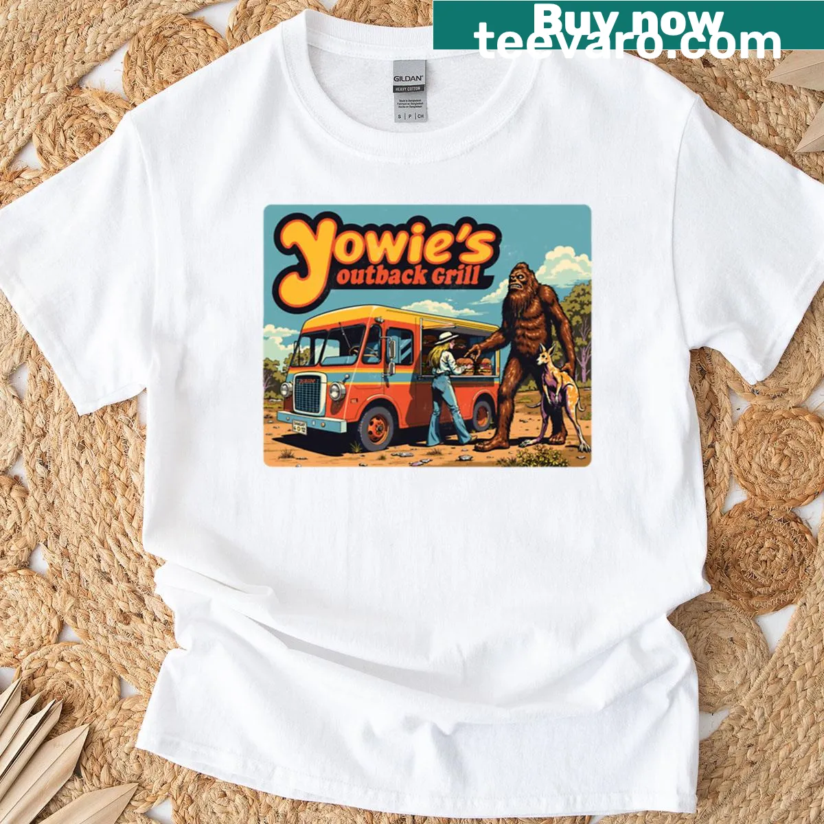 Sasquatch food truck design on a t-shirt — on a men's t-shirt