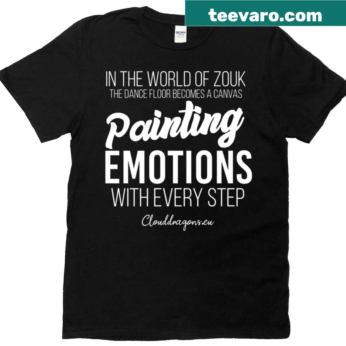 Zouk-themed T-shirt featuring unique illustrative designs — on a men's t-shirt