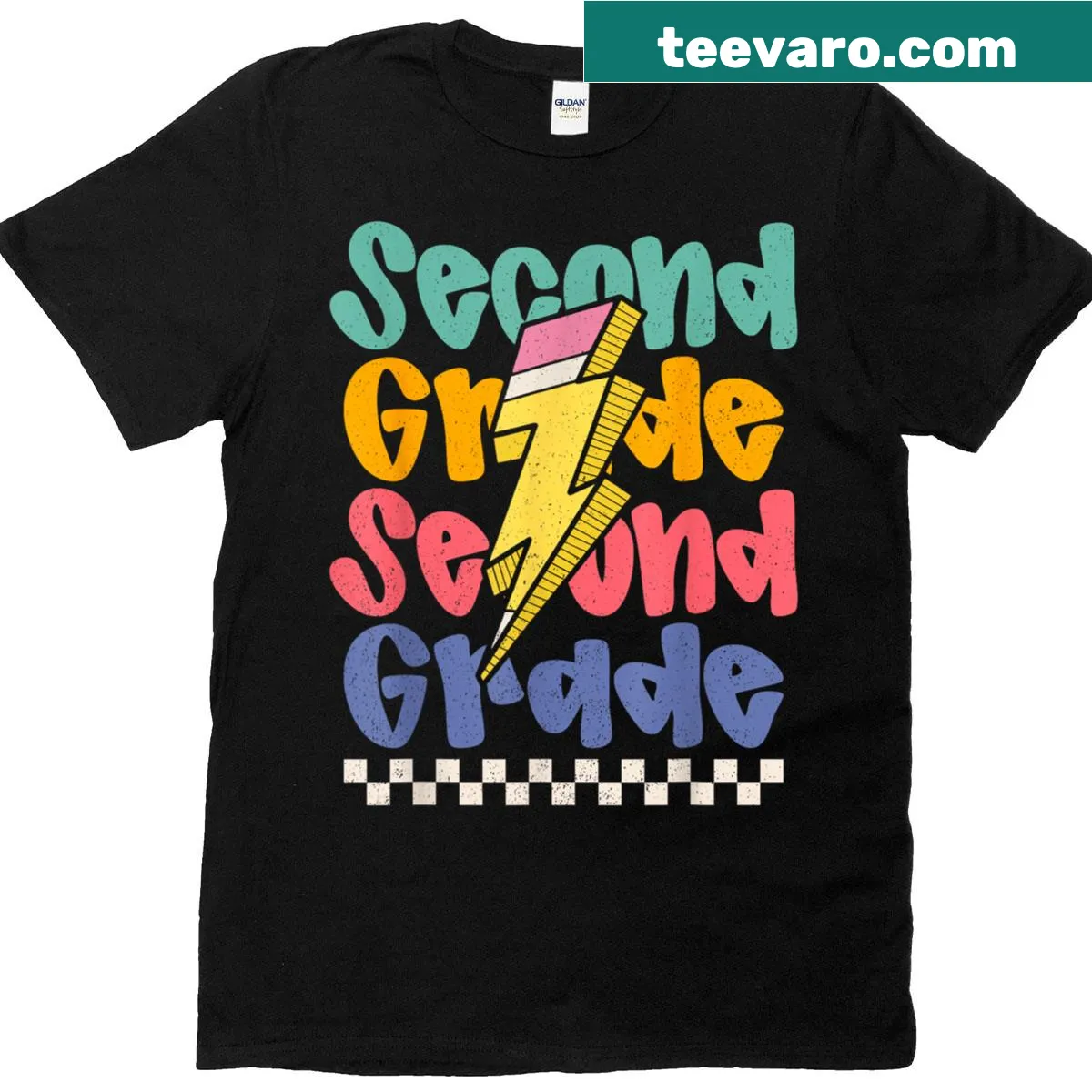 Teacher's T-shirt with a lightning bolt and pencil graphic — on a men's t-shirt