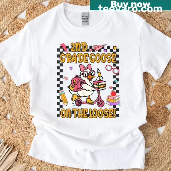 Funny teacher T-shirt with 'Silly Goose On The Loose' text