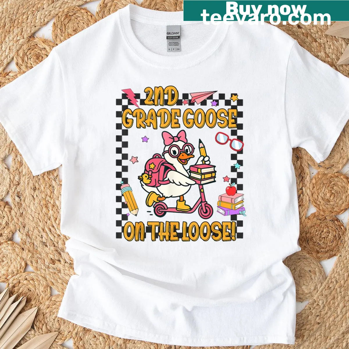 Funny teacher T-shirt with 'Silly Goose On The Loose' text — on a men's t-shirt