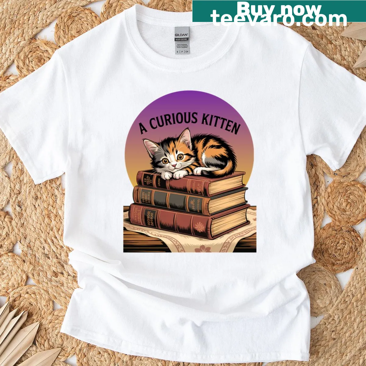 Oversized t-shirt with a cute vintage cat graphic — on a men's t-shirt