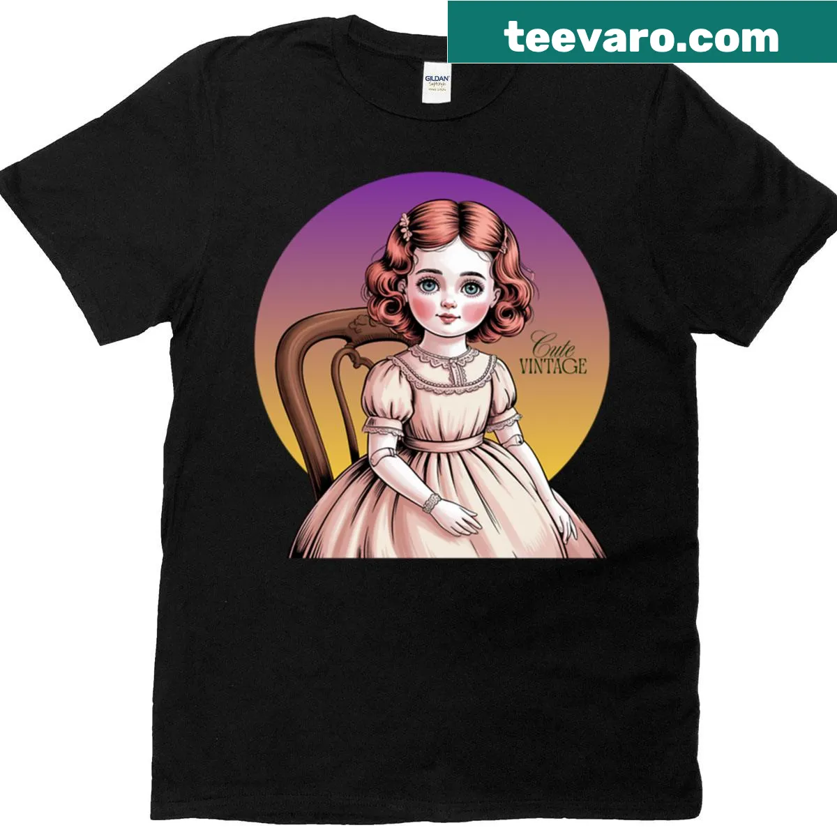 Vintage doll illustration on a cute t-shirt — on a men's t-shirt