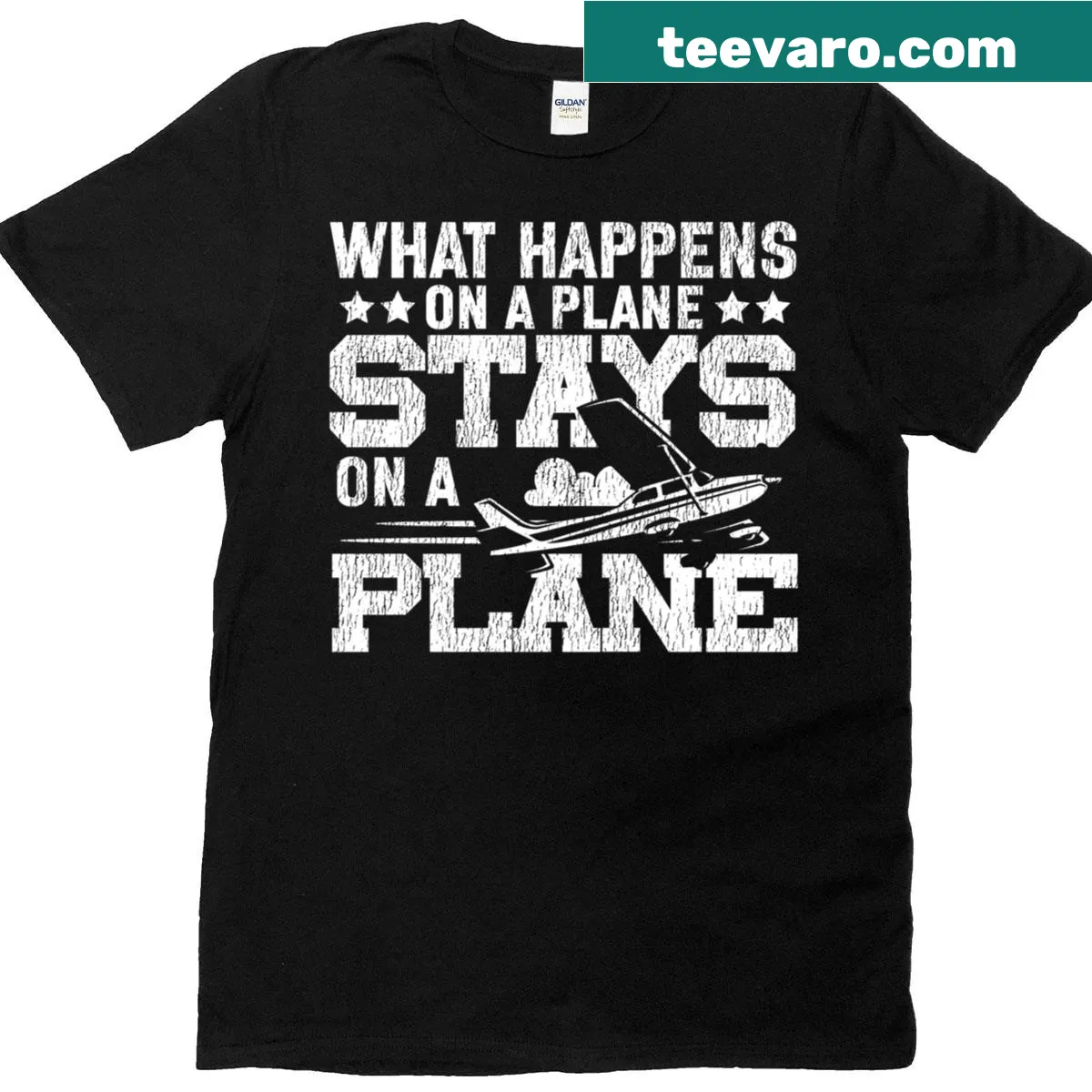 Vintage T-shirt with text about airplane adventures — on a men's t-shirt