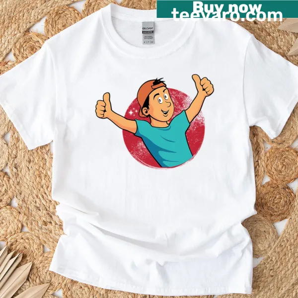 Cartoon-style anime thumbs up graphic t-shirt