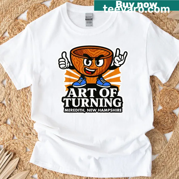 Illustration of woodturning art on a t-shirt