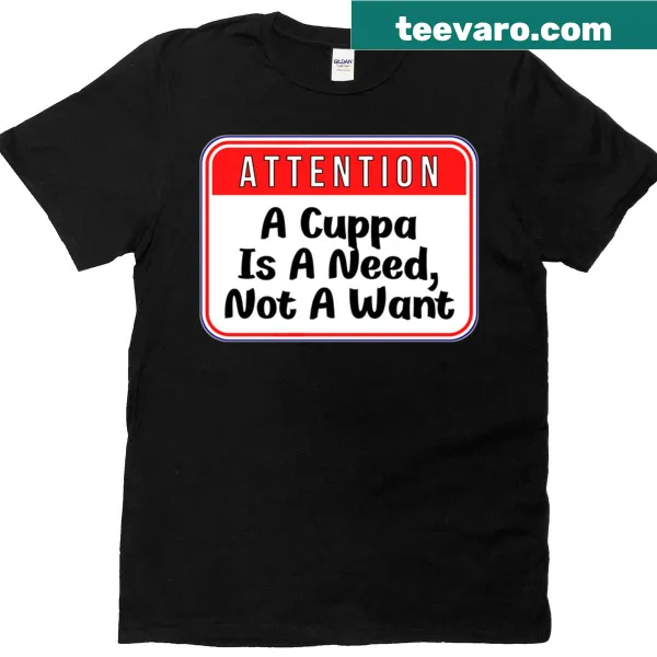 Funny T-shirt with tea-related warning sign