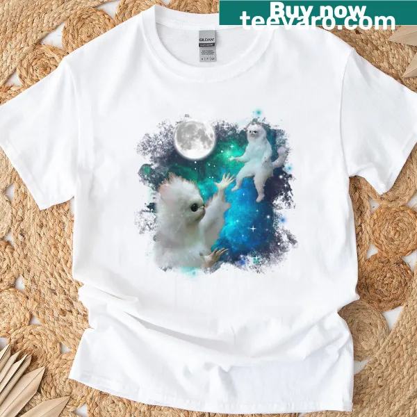 T-shirt featuring a humorous bad taxidermy cat design
