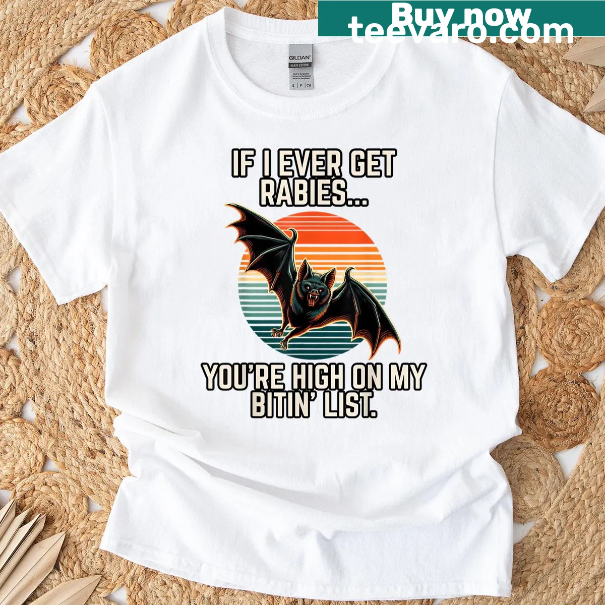 Funny t-shirt with a humorous phrase about rabies — on a men's t-shirt