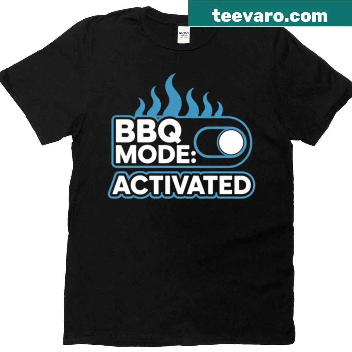 BBQ Mode Activated t-shirt with playful typography design — on a men's t-shirt