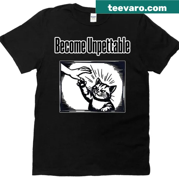 Funny t-shirt depicting a cat biting a hand with the phrase Become Ungovernable.