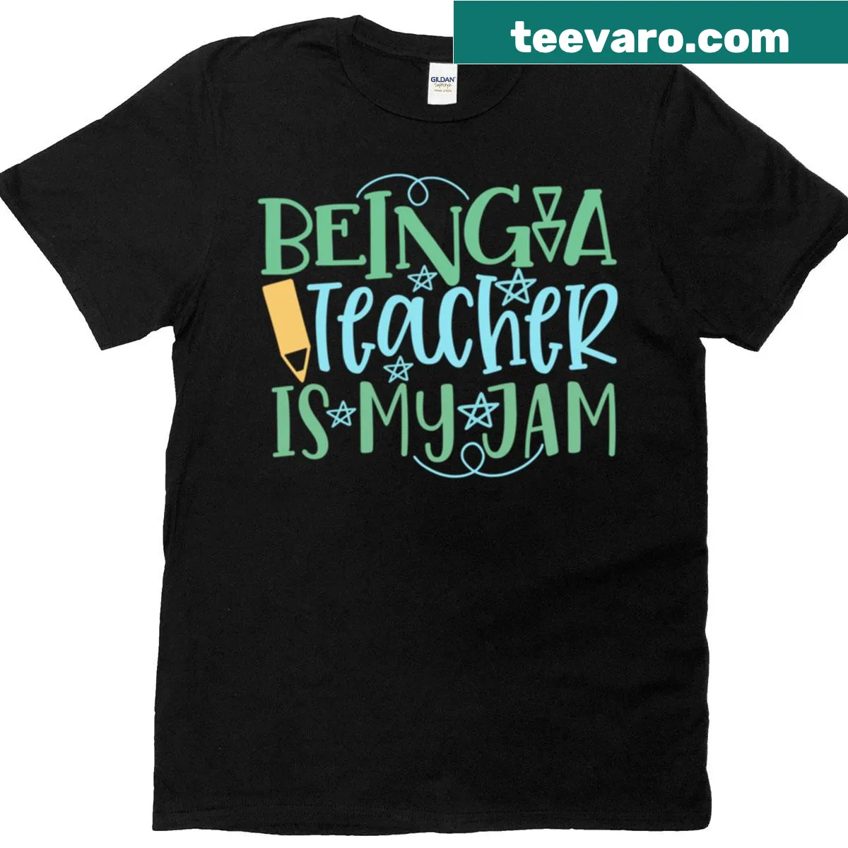 T-shirt with 'Being A Teacher Is My Thing' text — on a men's t-shirt