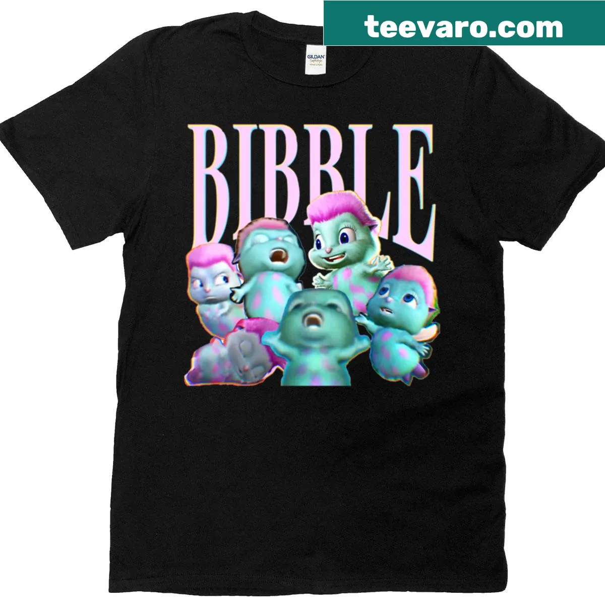 Collage design featuring the word Bibble on a T-shirt — on a men's t-shirt