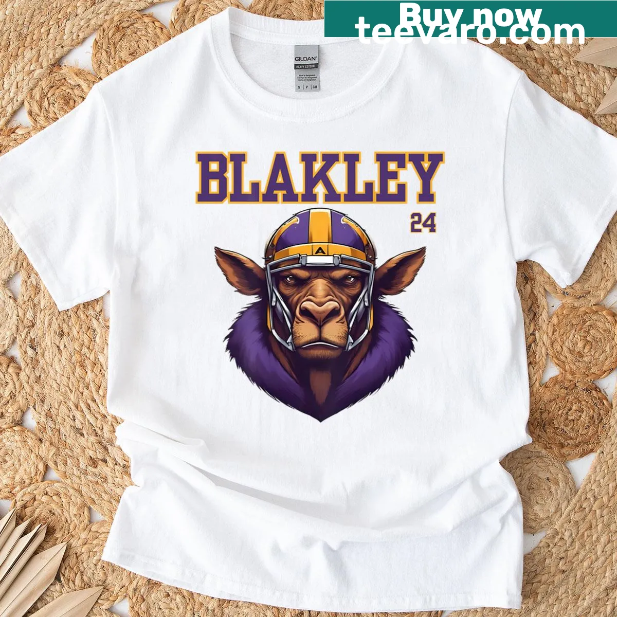 T-shirt featuring bold number 24 design for Blakley — on a men's t-shirt