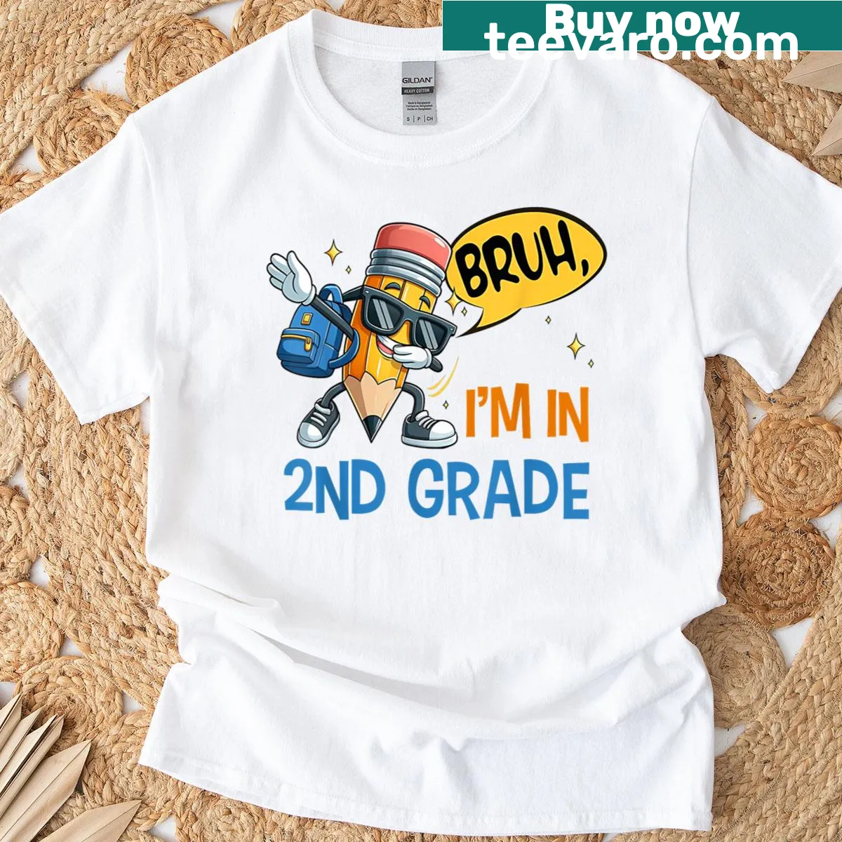 Funny T-shirt for 2nd graders with the phrase 'Bruh I'm In 2nd Grade'. — on a men's t-shirt
