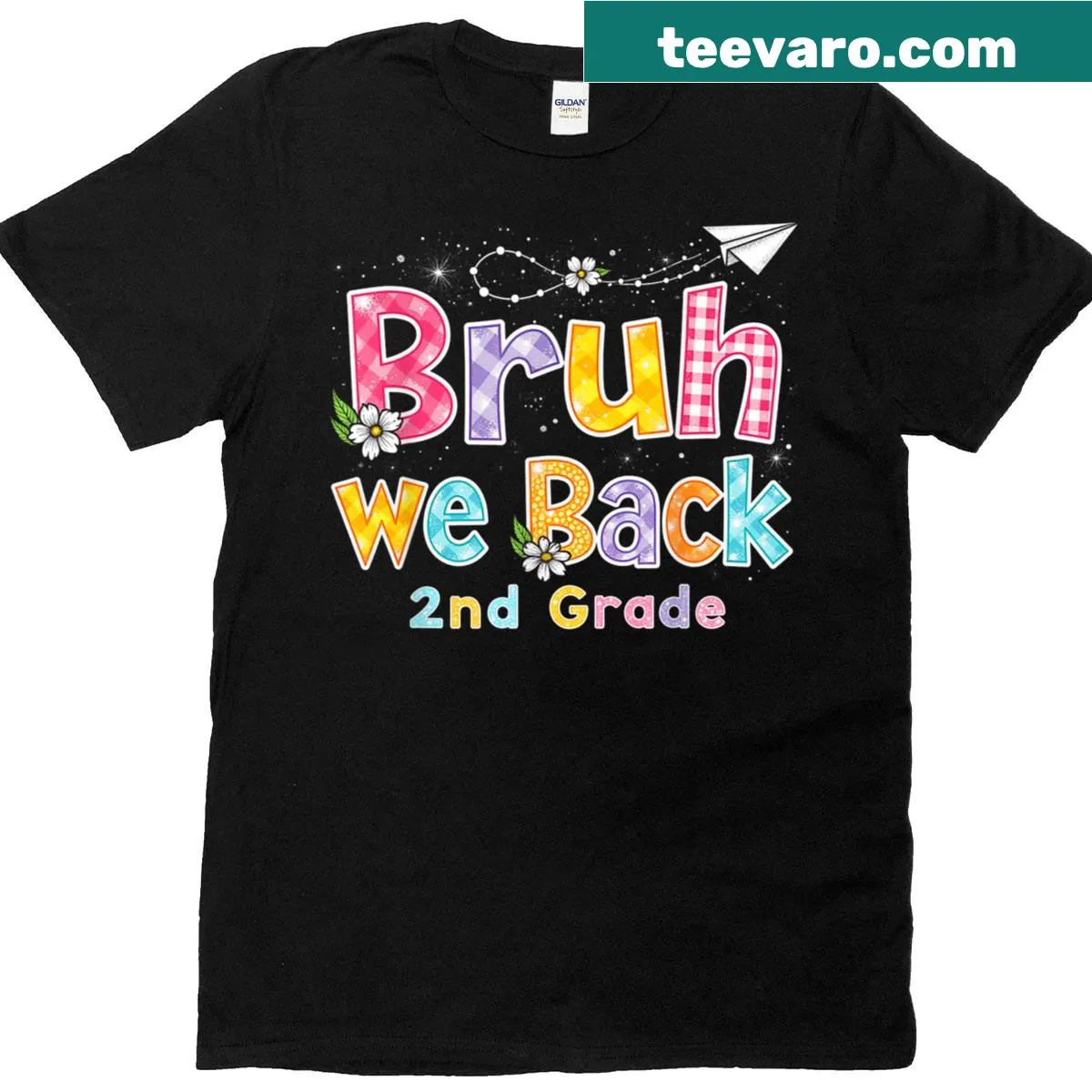 Playful T-shirt with the phrase Bruh We Back for the second grade — on a men's t-shirt