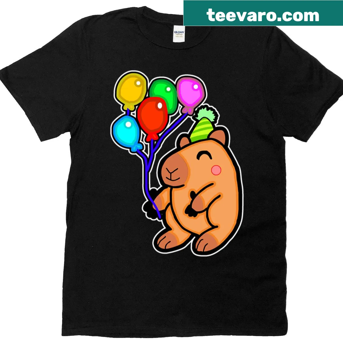 Cute capybara graphic on birthday-themed T-shirt — on a men's t-shirt