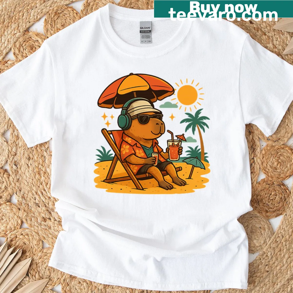 Oversized T-shirt featuring a chill capybara design and playful text — on a men's t-shirt