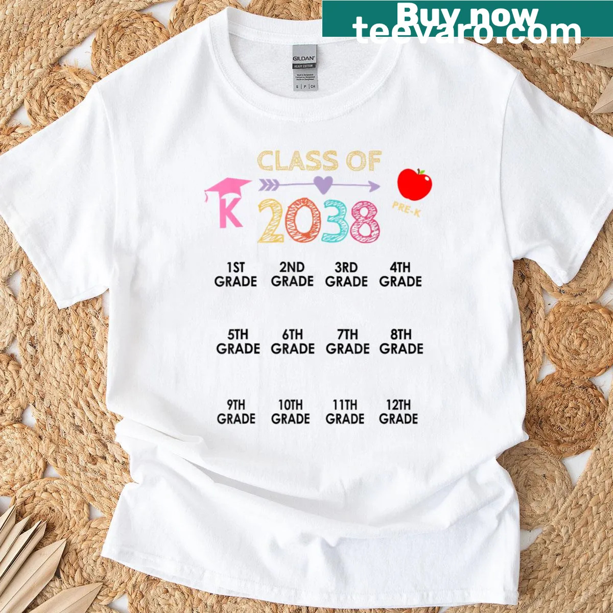 Handprint design T-shirt celebrating Class of 2038 for kids — on a men's t-shirt