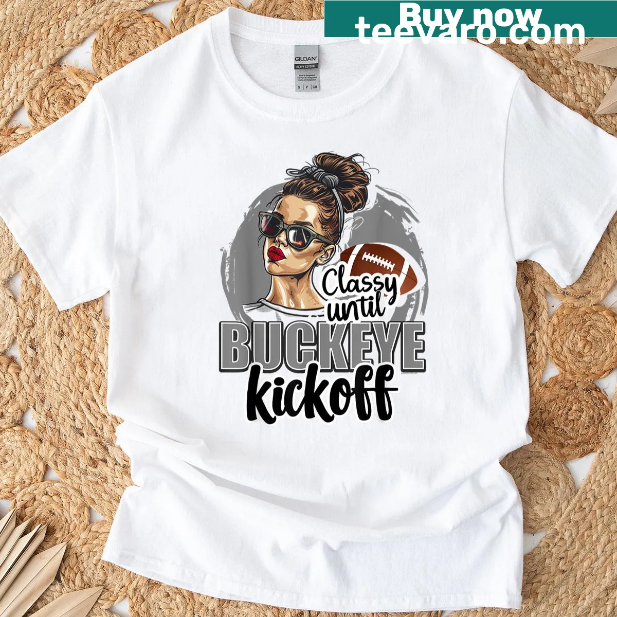 Funny Ohio Buckeye Girl t-shirt with playful game day saying — on a men's t-shirt