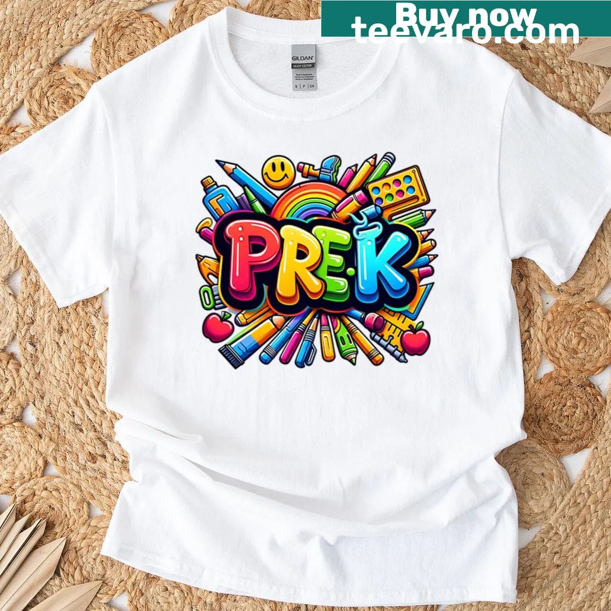 Oversized T-shirt with playful cartoon school design for kids — on a men's t-shirt