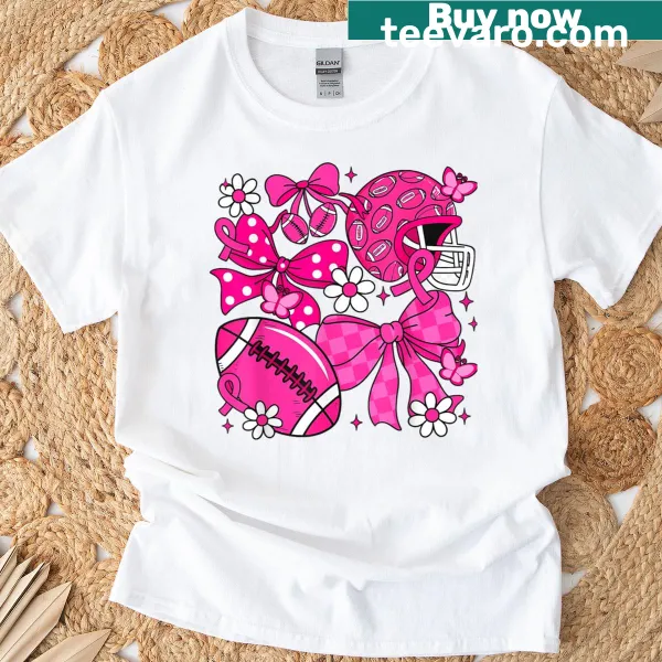 Cute bow design on a pink breast cancer awareness shirt