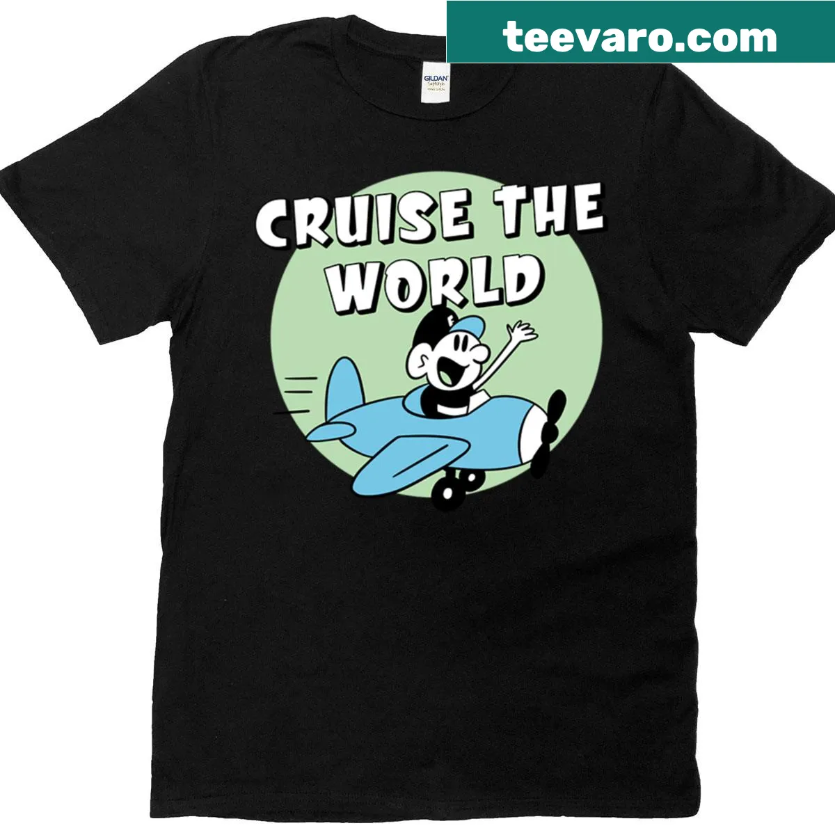 Illustrated globe with cruise lines and ports for travel enthusiasts — on a men's t-shirt