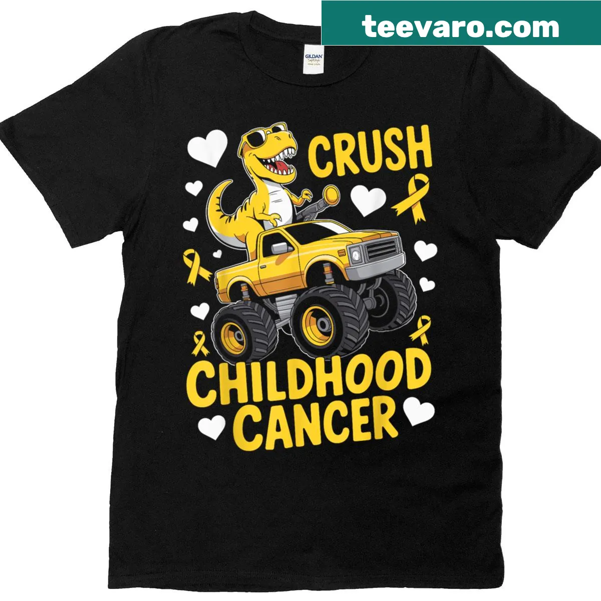 Kids t-shirt with monster truck and awareness ribbons graphic — on a men's t-shirt