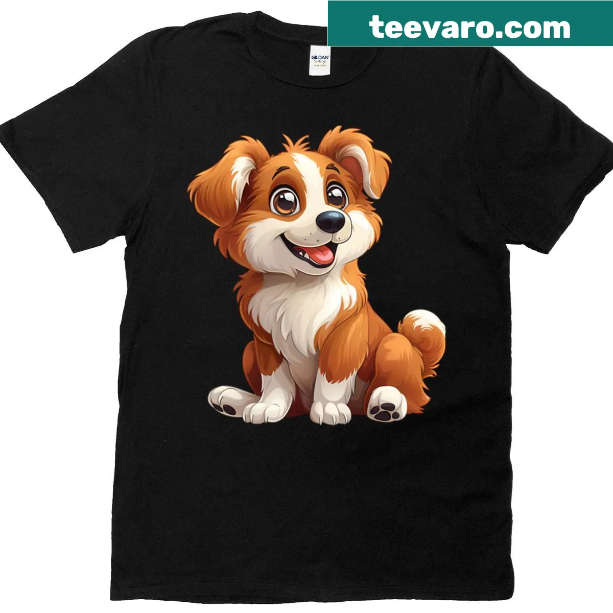 Whimsical illustration of a playful dog on T-shirt — on a men's t-shirt
