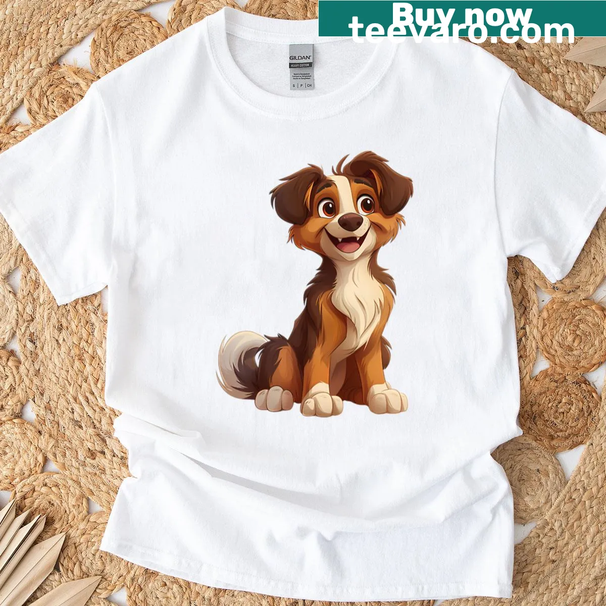 Cartoon dog t-shirt with cute and funny graphic — on a men's t-shirt