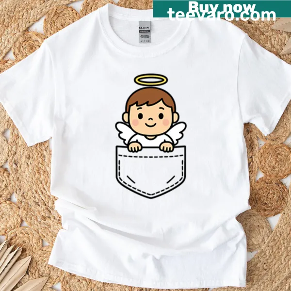 Cute angel t-shirt with pocket pal design for Christmas