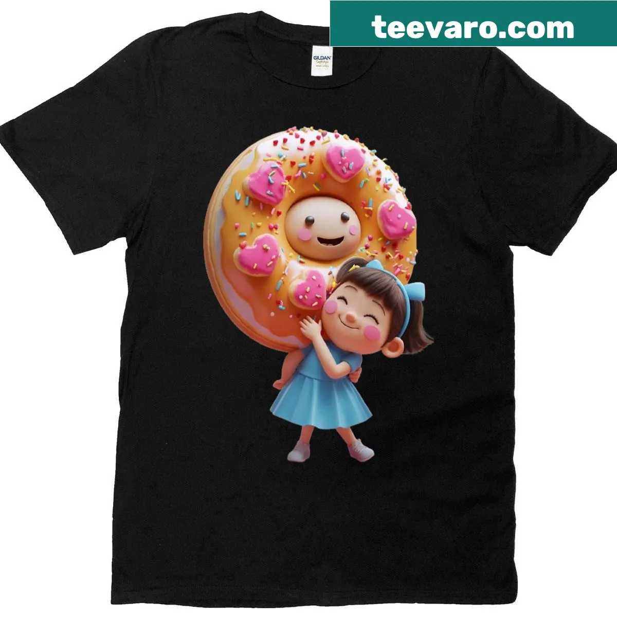 Funny T-shirt featuring cute doughnut character design — on a men's t-shirt