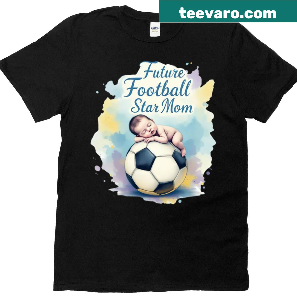 T-shirt for soccer moms with a cute football star design — on a men's t-shirt