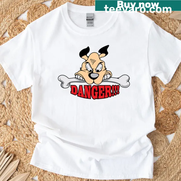 Fierce dog illustration guarding bones on a funny t-shirt