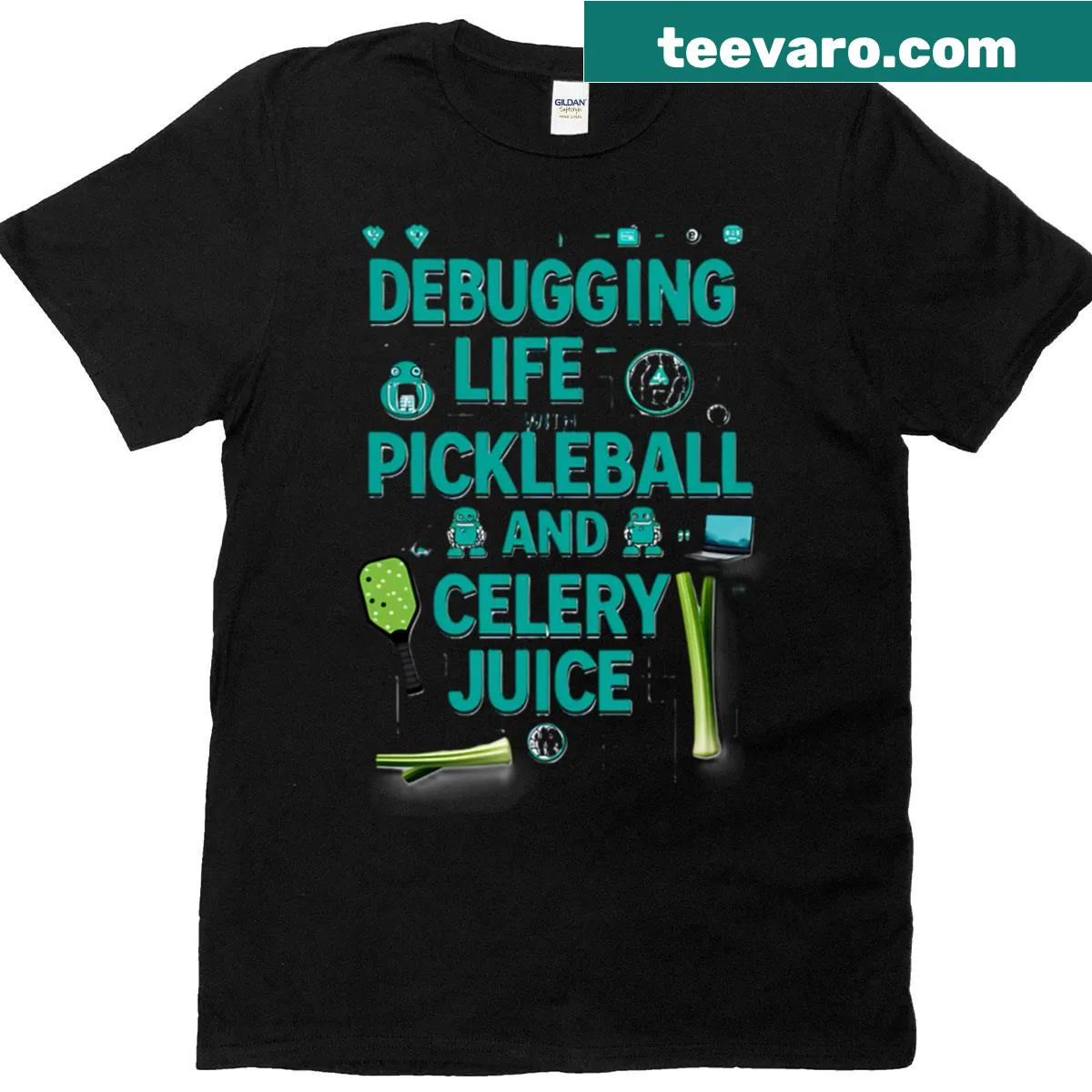 Funny Debugging Life t-shirt with playful tech and wellness design — on a men's t-shirt
