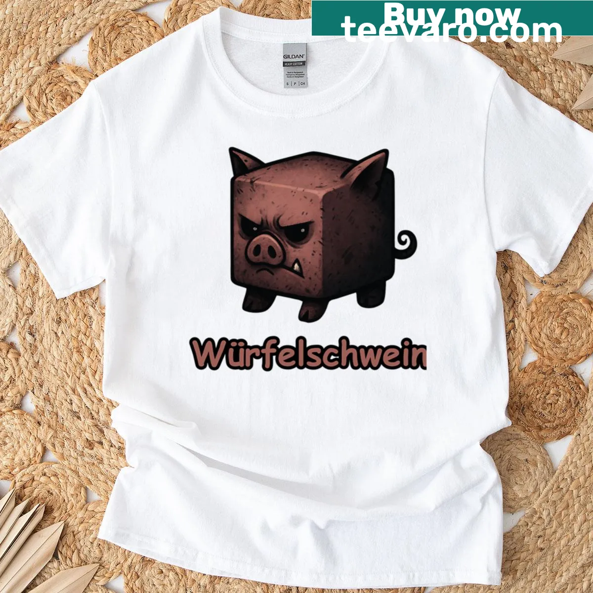 Silhouette of a pig in a cube shape design — on a men's t-shirt