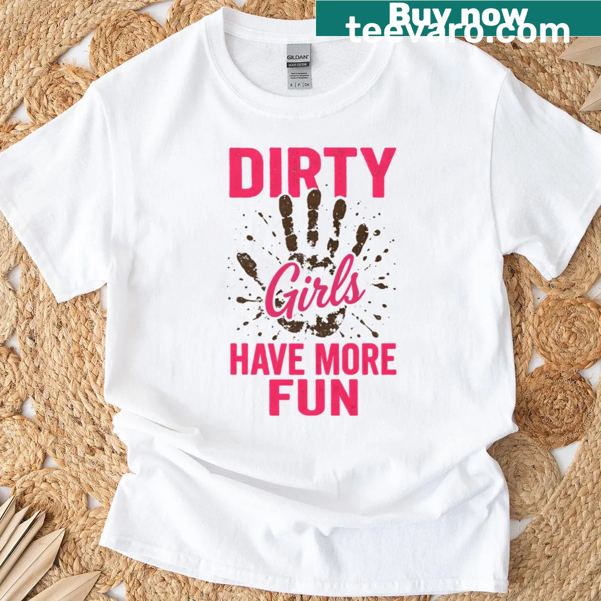 Playful t-shirt with the phrase 'Dirty Girls Have More Fun' — on a men's t-shirt