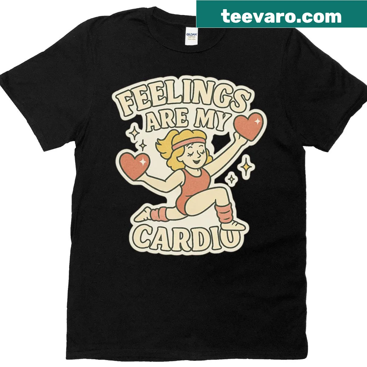 Wholesome Feelings Are My Cardio T-shirt with playful typography — on a men's t-shirt