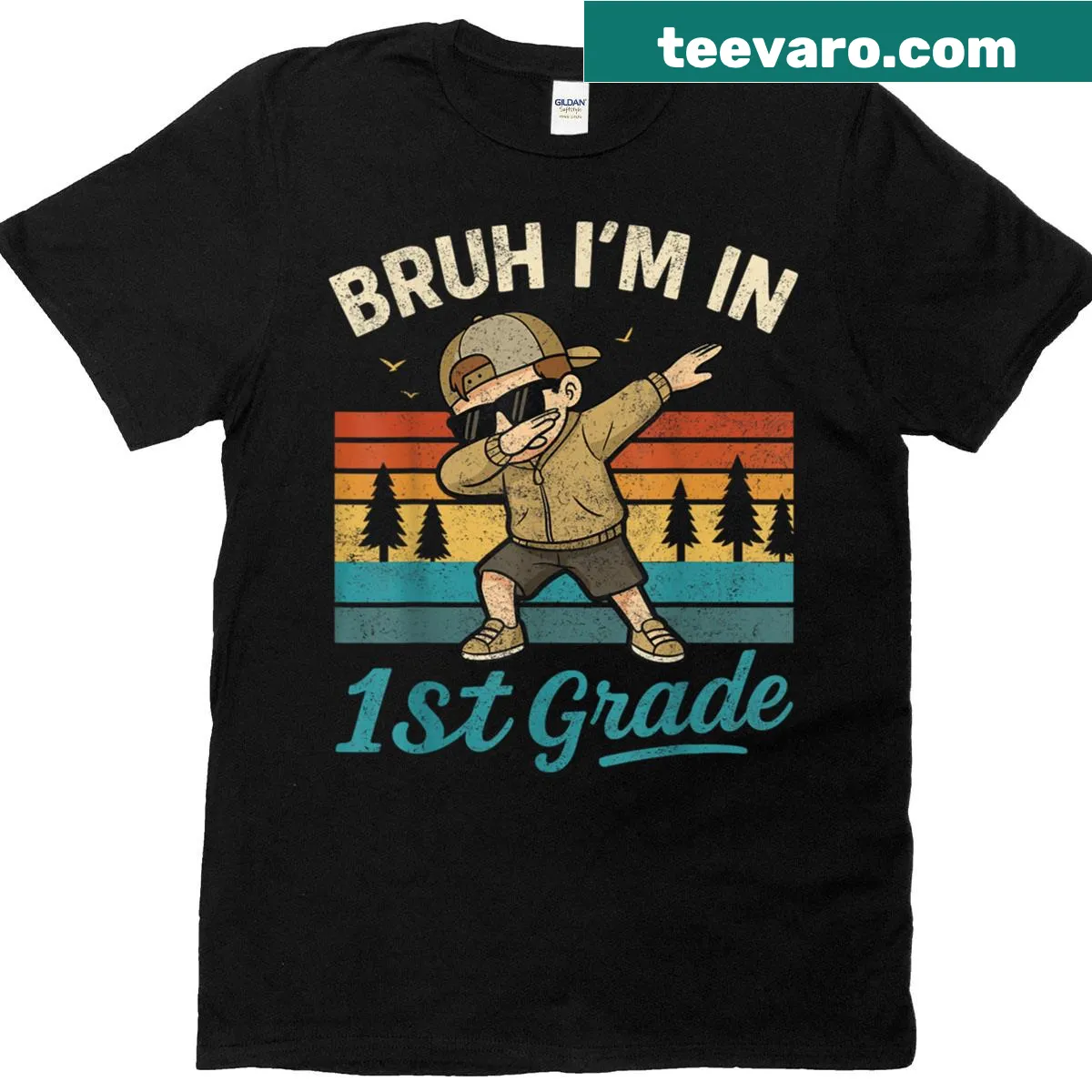 Dabbing boy graphic T-shirt for first graders — on a men's t-shirt